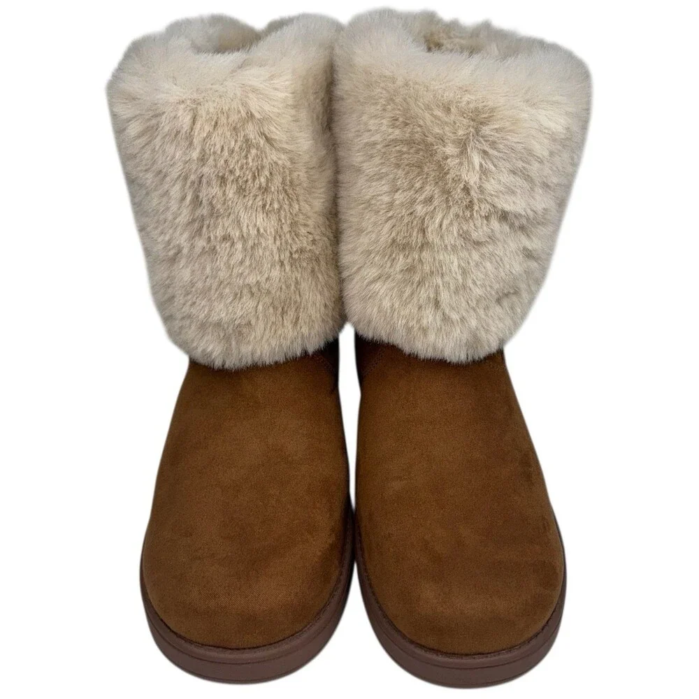 GBG Los Angeles Womens Size 11 Boots Ankle Faux Fur & Suede Uppers Brown New